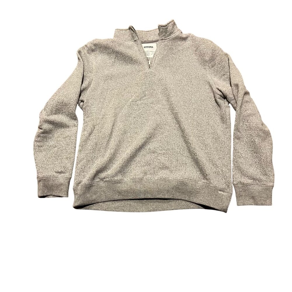 Sonoma Grey 1/4‎ Zip Pullover Sweatshirt XL Cotton/Polyester Blend